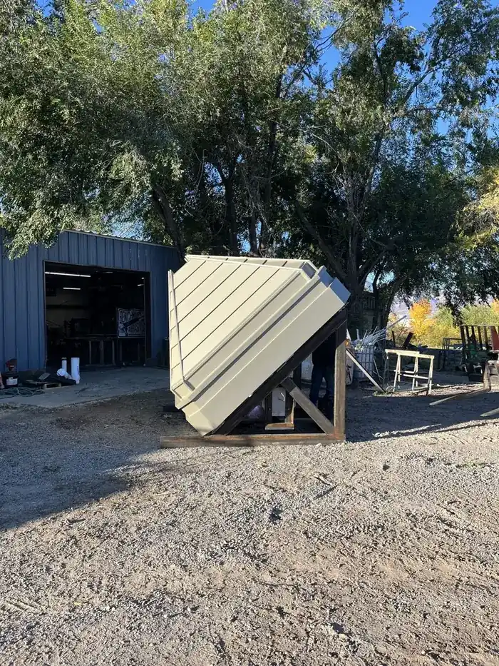 The completed cupola outside the shop, ready to load